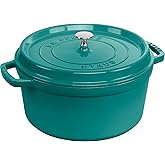STAUB Cast Iron 7-qt Round Cocotte, Serves 7-8, Turquoise
