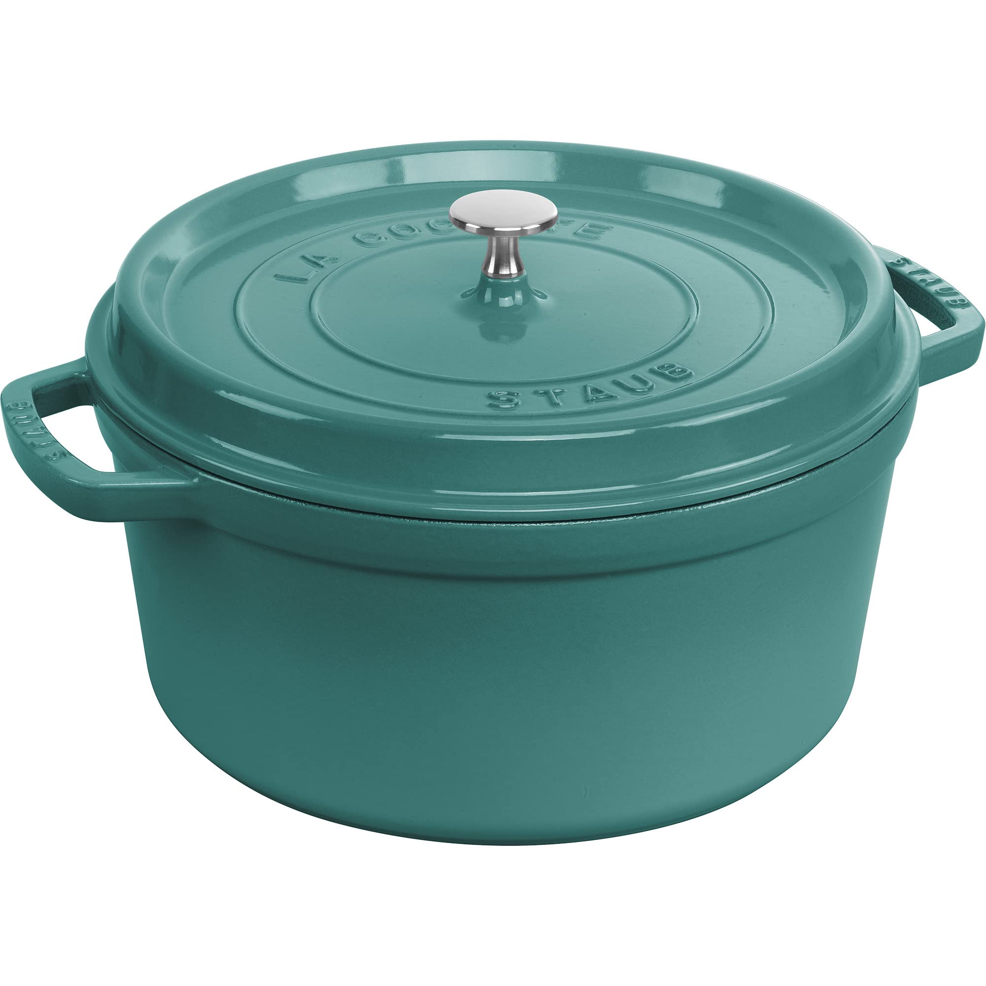 STAUB Cast Iron 7-qt Round Cocotte, Serves 7-8, Turquoise