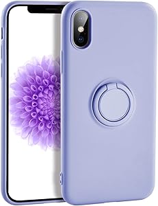 iPhone XR Case Silicone,Yoopake XR Liquid Silicone Case with Ring Holder Kickstand Work with Magnetic Car Mount Shockproof Soft Slim Fit Phone Cover Case for Apple iPhone XR,Purple