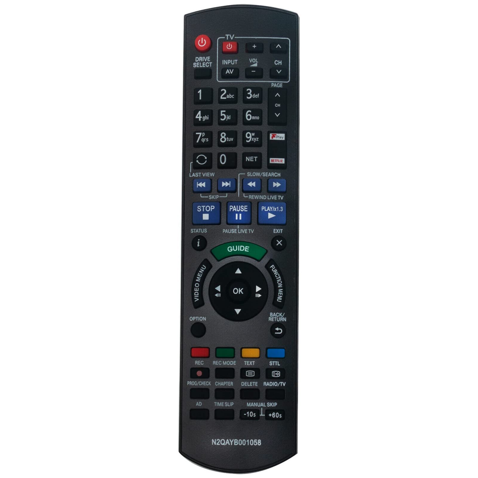 N2QAYB001058 Replacement Remote Fit for Panasonic Blu-ray Recorder DMRBWT850 DMR-BWT850 DMRBWT850EB DMR-BWT850EB DMR-HWT150 DMRHWT250EB DMR-HWT250EB DMRPWT550EB DMR-PWT550EB DMR-PWT655EB