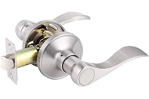 Gobrico 1 Pack Passage Door Handle in Satin Nickel, Interior Closet Hallway Drop Style Door Lever, Heavy Duty Door Knob Without Locking