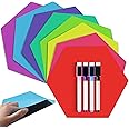 Hexagon Shape Magnetic Dry Erase Board Hexagon Small Erase Board Magnet 4 Pcs Dry Erase Marker for Teachers Students, School Classroom Activity, Planning, Multicolor(8 Pcs)