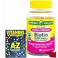 Spring Valley Biotin 10,000mcg Vegetarian Gummy Supplement, 90ct +Better Guide Vitamins Supplements