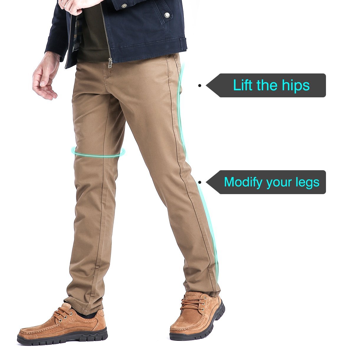 Camel Mens Dress Pants Stretch Cotton Riptop Twill Straight Fit Flat Front Casual Long Work Pants Khaki Pants for Men,Khaki,39W/34L