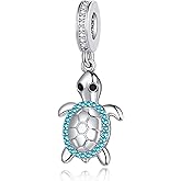 QeenseKc Sea Turtle Tortoise Beach Charm Cubic Zirconia Bead Compatible with Pandora Bracelet Women