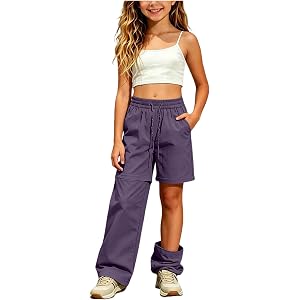 Girls Zip Off Hiking Pants Convertible Quick Dry Outdoor Cargo Pants