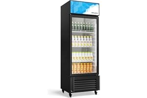 ROVSUN 10 Cu.Ft Beverage Refrigerator Commercial ETL NSF, Display Refrigerator Beverage Cooler Glass Door Merchandiser Refrigerator Fridge w/Adjustable Shelves LED Light for Bar Restaurant Cafe