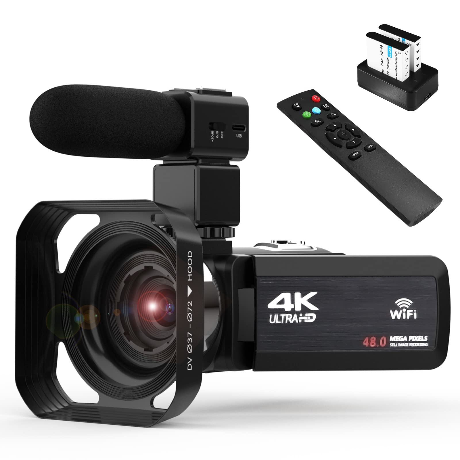 OIEXI 4k Video Camera Camcorder with 18X Digital Zoom,48MP Vlogging Camera for YouTube,3.0-inch IPS 270° Rotating Touchscreen,Microphone,Remote Control,IR Night Vision & 2 Batteries(Black)