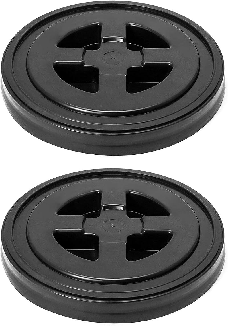 Daowwui 5 Gallon Black Plastic Screw Seal Lids for Bucket 2 Pack