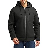 Rdruko Men's Winter Work Jackets Hooded Quilted Cotton Wram Coat Utility 4 Pockets Workwear
