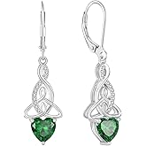 Rocayi Infinity Celtic Knot Earrings 925 Sterling Silver Dangle Drop Leverback Earrings Birthstone Jewelry Gifts for Women