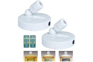 BERGUSTCH Picture Light Battery Operated, 3 Color Temperatures Picture Light with Remote, Indoor LED Spot Lights for Plants for Wall Frame Dartboard Painting Display Accent-White