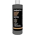Furniture Clinic Leather Repair Paint | 2-in-1 Seal and Color | Use on Scratches, Tears, and Holes in Car Seats, Furniture | Quick and Easy Leather Repair Kit for Furniture (Light Grey, 500ml / 17oz)