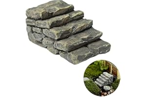 WENTOENAPP Miniature Resin Bridge Stair Stone Straight Bridge Stairs Steps Garden Fairy Ornament Micro Landscaping Decor Bonsai Craft Straight Stairs Outdoor, Garden Sculptures and Statues, Decorations