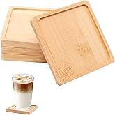 WINDAWNKE 4 PSC Square Bamboo Coasters for Crafts, 3.54 Inch Drink Coasters for Coffee Table, Drinking Cup Coaster for Small Plant Art Plate