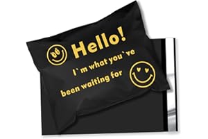 Vapulcio Poly Mailers 10x13 Inch 100 Pcs, Self Seal Shipping Bags with 2.4 Mil, Waterproof and Tear-resistant Mailers Poly Bags, Strong Adhesive Shipping Envelopes for Clothing, Black Smile