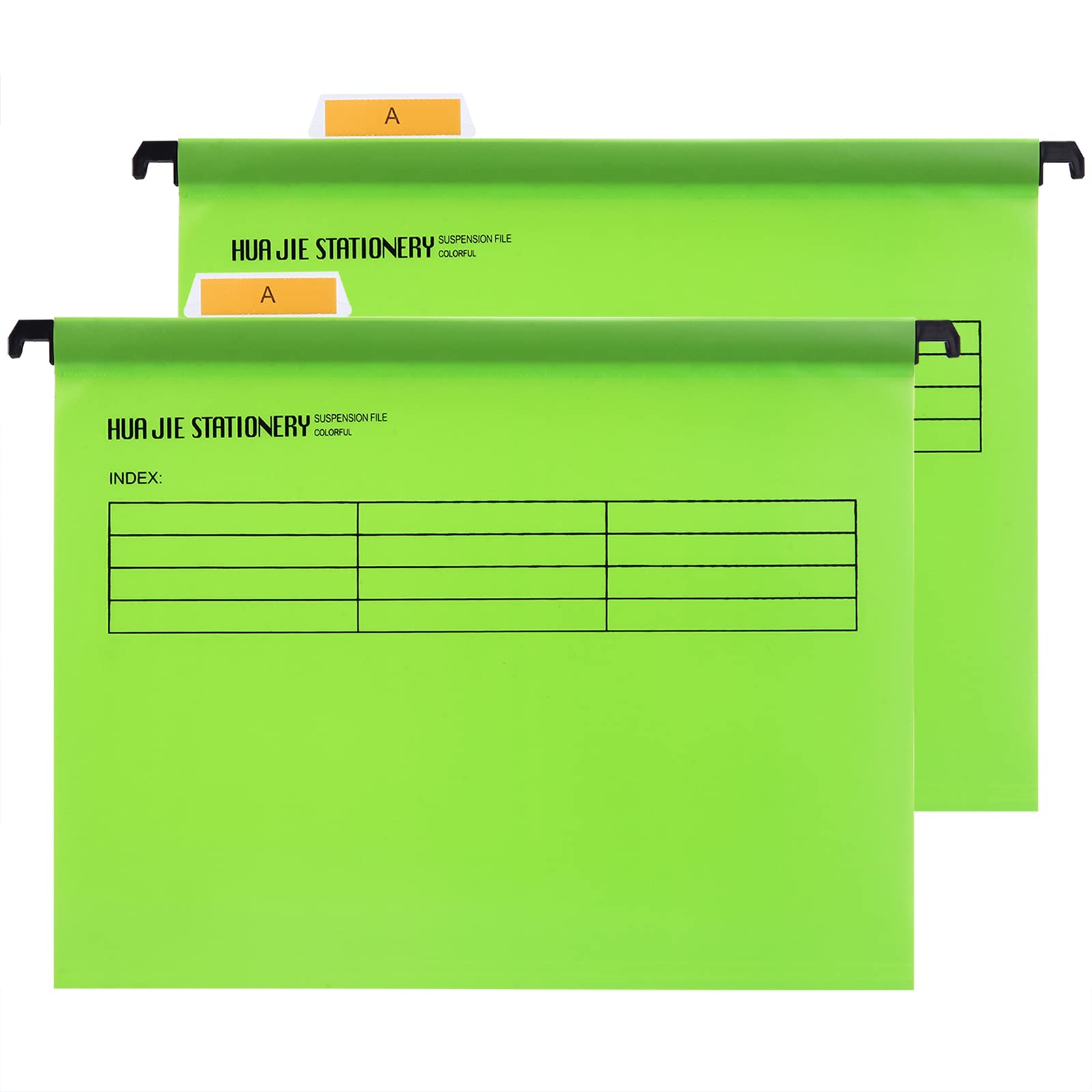 Srvnpioy Foolscap Suspension Files with Tabs and Card Inserts for Filing Cabinets, Measures 41 x 25 x 37 cm (12 Pack, Green) Polypropylene Plastic Foolscap Hanging Filing Folders for Office Home