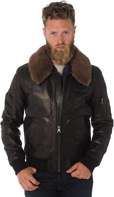 Redskins Commander Striking Leather Jacket - Brown - XXX-Large: Amazon.co.uk: Clothing