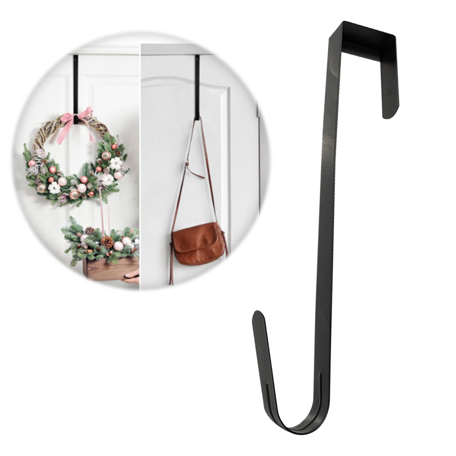 AYNKH Christmas Metal Wreath Hanger Door Wreath Hanger Hook Strong Metal Hook Holder Over the Door Christmas Decorations for Front Door Perfect for Hanging Clothes Bags Hats Scarves Christmas Wreath