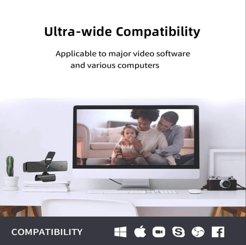 Webcam with Microphone,1080P Webcam Web Camera with Privacy Cover, HD USB Webcam Plug and Play with 95° Wide Angle 2MP Lens for Windows Mac Desktop PC Laptop Video Conference Recording Online Class: Computers & Accessories