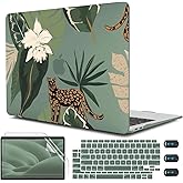 CISSOOK Compatible with MacBook Air 13 inch Case 2021 2020 2019 2018 Release Model M1 A2337 A2179 A1932, Midnight Green Hard Case Leopard Cover for MacBook Air 13 inch with Touch ID - Panther Leopard