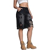 WDIRARA Women's Ripped Wide Leg Bermuda Denim Shorts Distressed Raw Hem Y2k Jean Shorts