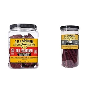 Tillamook Country Smoker Tillamook Real Hardwood Smoked Old Fashioned Silver Dollar Beef Jerky 13oz Resealable Jar & Tillamook Real Hardwood Smoked Old Fashioned Silver Dollar Beef Jerky