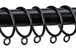 Curtain Rings with Eyelets Metal Eyelet Drapery Rings Inner Diameter 1Inch Curtain Rings for Hanging Pinch Pleat Curtain Pin Drape Hooks Black Zocang