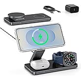 3-in-1 Charging Station for Samsung, Magnetic Fast Wireless Charger Stand Compatible with MagSafe for Galaxy S26/S25/S24/S23/Z Fold/Flip Series, Galaxy Watch Ultra/8/7/6/5, Galaxy Buds Pro/3/2