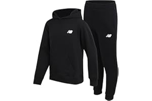 New Balance Boys' Sweatsuit Set - 2 Piece Cotton Blend Fleece Pullover Hoodie and Active Jogger Sweatpants for Boys (8-12)