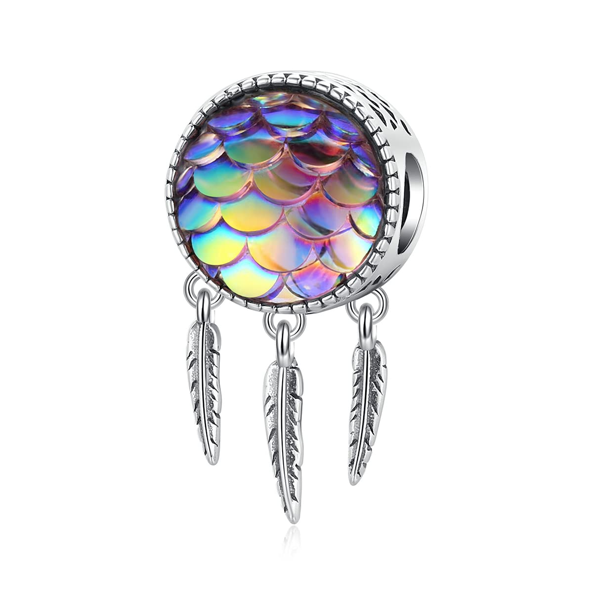 Dream Catcher Charms Sterling Silver Mermaid scales Charms fit Pandora Charms Bracelet for Women (Dream Catcher Charms)