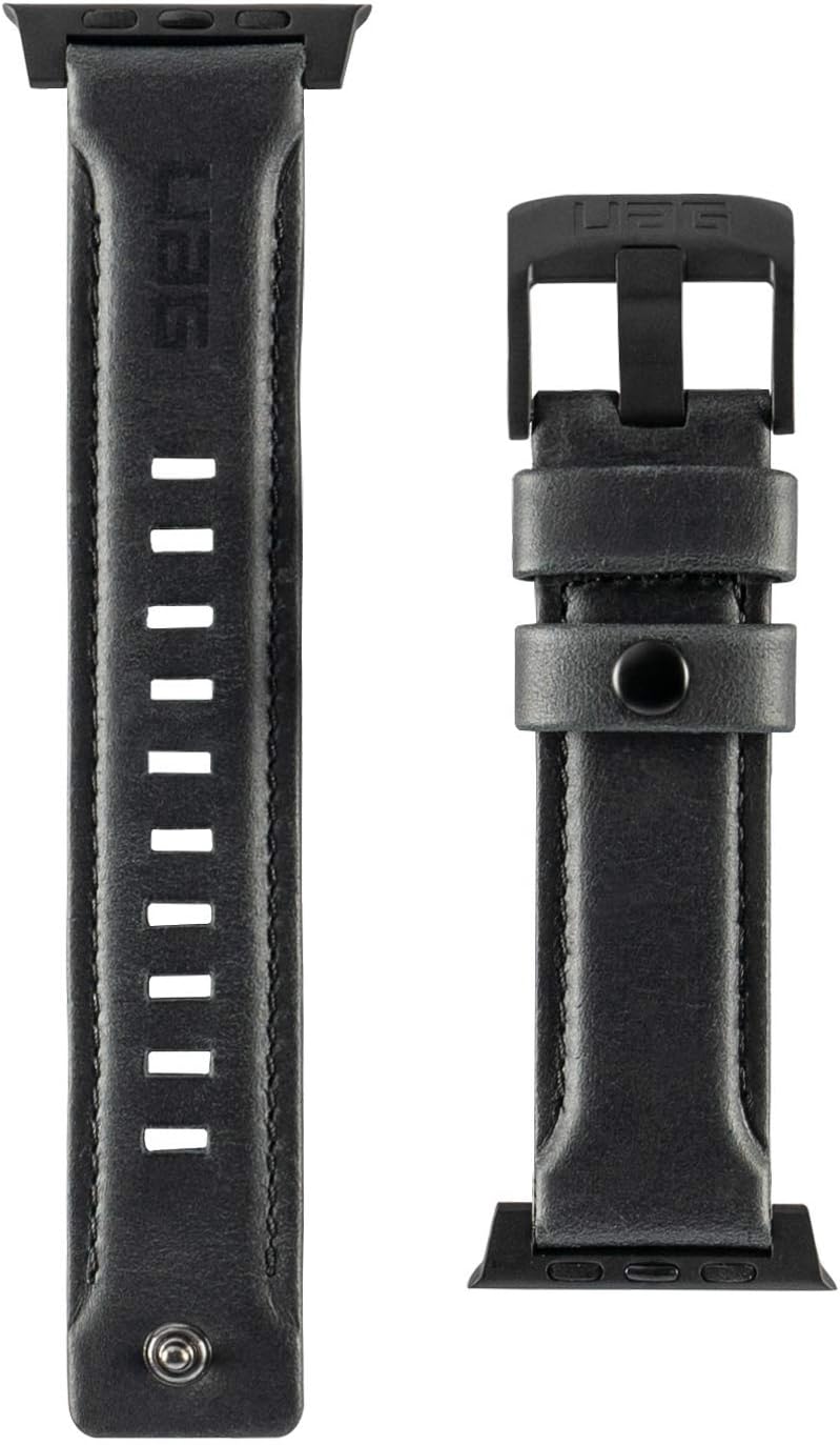 URBAN ARMOR GEAR UAG Compatible Apple Watch Band 44mm 42mm, iWatch Series 6/5/4/3/2/1 & Watch SE, Top Grain Italian Leather Replacement Strap, Leather Black - Image 4