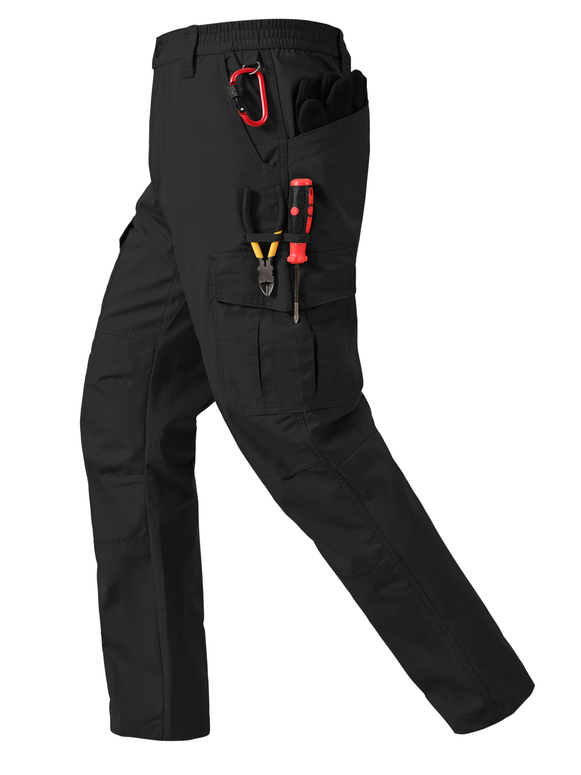 CNBQDD Work Pants for Men Ripstop Tactical Pants Water Resistant Breathable Cargo Work Pants for Men Outdoor Hiking Pants with 7 Pockets Black 44Wx30L