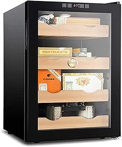 HCCHZR Cigar Humidor Cooler, Automatic Humidity Conditioning Cigar Cabinet, Cedar Wood Shelves, with Built in Hygrometer