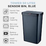Tower 50L Sensor Bin Navy Rectangular Touchless Lid Battery or Manual Use view 2