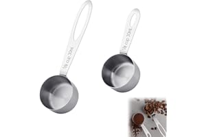 Stainless Steel Premium Coffee Scoop Set+Stainless Steel Measuring Spoons+30ml Capacity+2 Pieces Long and Short Handle+Durabl