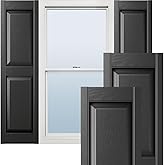 Ekena Millwork Lifetime Vinyl LP2S12X05500BL Standard Two Equal Panel Vinyls, Raised Panel Vinyl Shutters, w/Installation Shutter-Lok's &amp; Matching Screws (Per Pair), 12"W x 55"H, Black