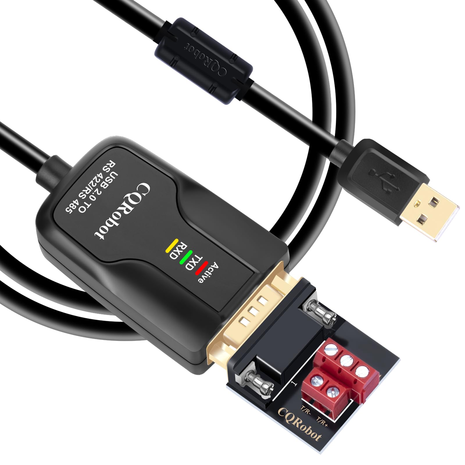 CQRobot 7.2 ft USB to RS422 or RS485 Serial Port Converter Adapters Cable with FTDI FT232 Chip, for Windows 10 8 7 XP Mac. 600W Anti-surge, 15KV-ESD, I/O Automatic Control, Support 32 Nodes.