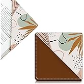 AFYEWKC Cute Leather Bookmarks, Fun Triangle Making Corner Bookmark, Book Accessories for Reading Book Lovers, Unbreakable Page Markers for Women Men Boho Leaf