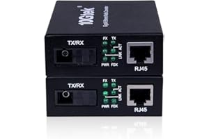 IPOLEX A Pair of Gigabit Ethernet Single-Mode SC Fiber Bidi Media Converter, Built-in BiDi SFP B LX Fiber Module, 1310nm/1550nm, SMF, up to 20-KM, SC Fiber to 10/100/1000Base-TX (UTP/STP/Cat5e/Cat6 RJ45)