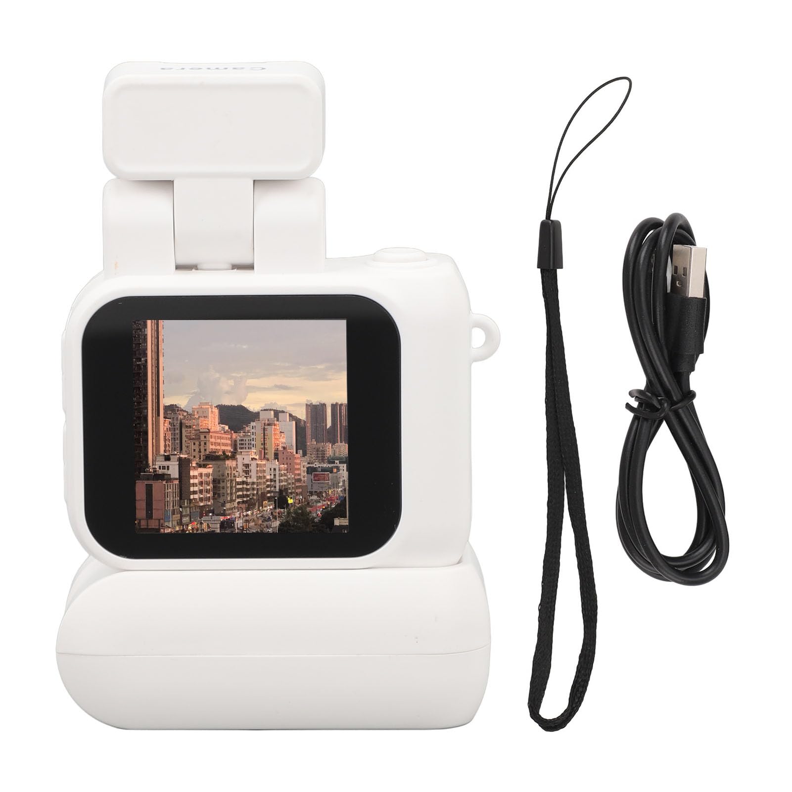 Mini Keychain Camera, 1080P HD Small DV Camera, Video Camera Camcorder, Thumb Camera withwith Video Light & 480mAh Battery Base, 1.44in Color Screen, Support OTG (White)