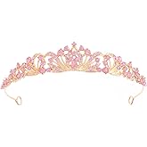 Pink Tiara Crown for Women Wedding Tiaras for Bride Princess Crowns and Tiaras for Girl Rhinestone Crowns for Birthday Halloween Cosplay Christmas Party Prom Gifts