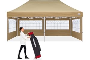 ABCCANOPY Outdoor Winter Gazebo 10x20, Premium Instant Pop Up Canopy Tent with Elegant Church Window,Snow and Rain Protection, Bonus Wheeled Bag,Beige
