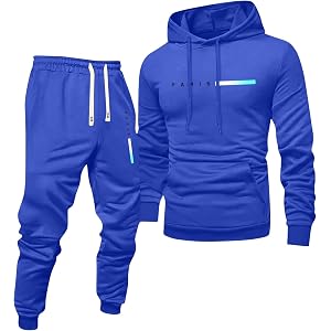 ASUIU Sweatsuits for Men Fall 2026 Fitness Drawstring Waist Active with Pockets Ribbed Cuffs Clothing Sets