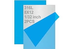 TELLYOUWIN 316L Stainless Steel Sheet 8x12x0.031 (23 Ga) 2 Pack, Brushed Metal Plates for Home DIY, Jewelry Making, Model Building - Rust Resistant, Cut-to-Size Ready