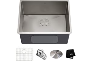 Kraus KHU101-24L Standart PRO 24-inch Undermount 16 Gauge Single Bowl Laundry and Utility Sink, 24 Inch, Tight Radius