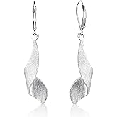 925 Sterling Silver Twisted Dangle Earrings for Women Hypoallergenic Handmade Earrings 14k Gold Plated Leverback Drop Dangle Earrings Trendy for Women Jewelry Gifts