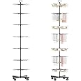 YEOOE Retail Display Racks 7 Tier Spinning Display Stand, Movable Shop Spinner Rack with Hooks, Retail Display Stand for Jewelry Keyring Hats Socks Toys (Black)