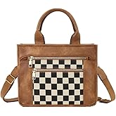Huwzder Checkered Crossbody Bag Vegan Leather Shoulder Purse Plaid Slouchy Tote Handbags for Women