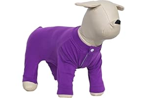 Lovelonglong Four Feet Dog Lightweight Pajamas, Pure Cotton Dog Jumpsuits 4 Legs Dog Onesies T-Shirt Stylish PJS Puppy Costume for Large Medium Small Dogs Purple XS
